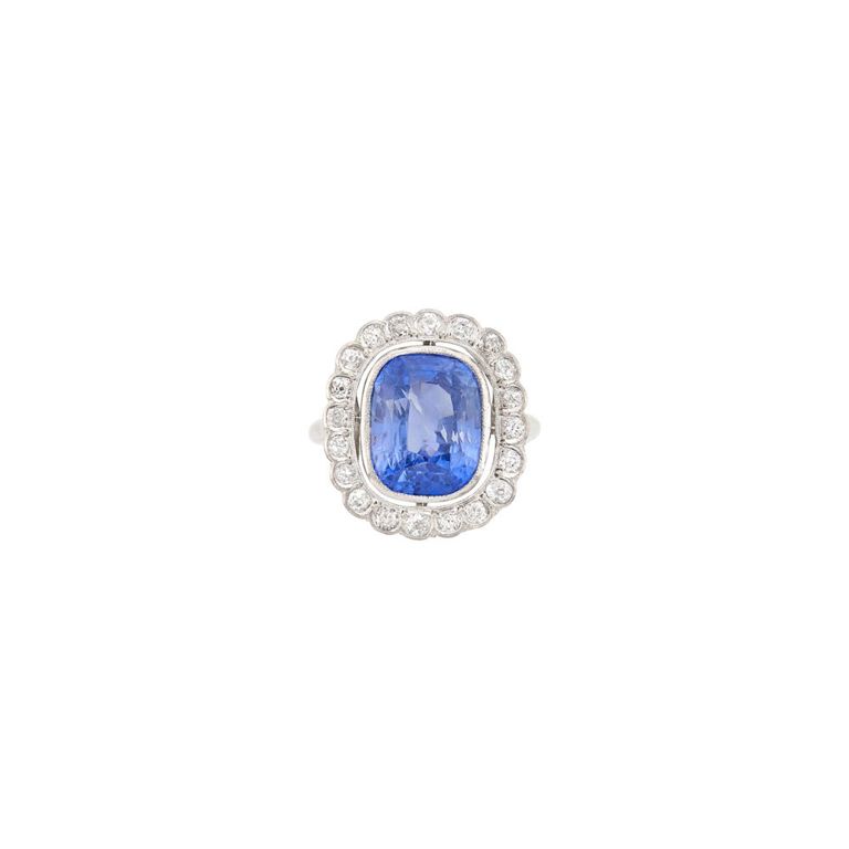 14k White Gold Sapphire and Diamond Ring