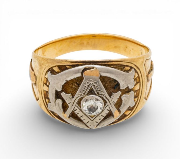Gold Diamond Masonic Ring