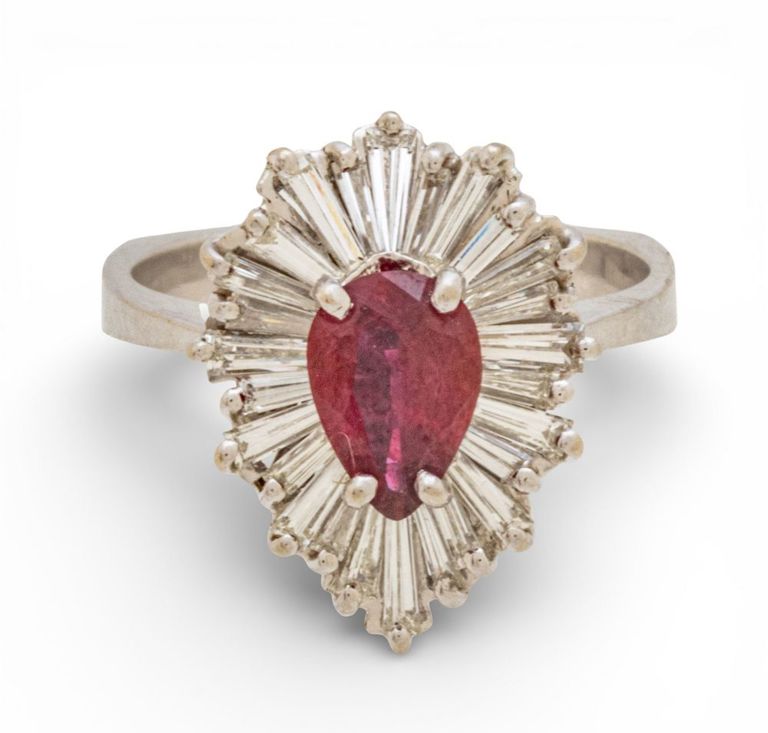 14k White Gold Ruby and Diamond Ring