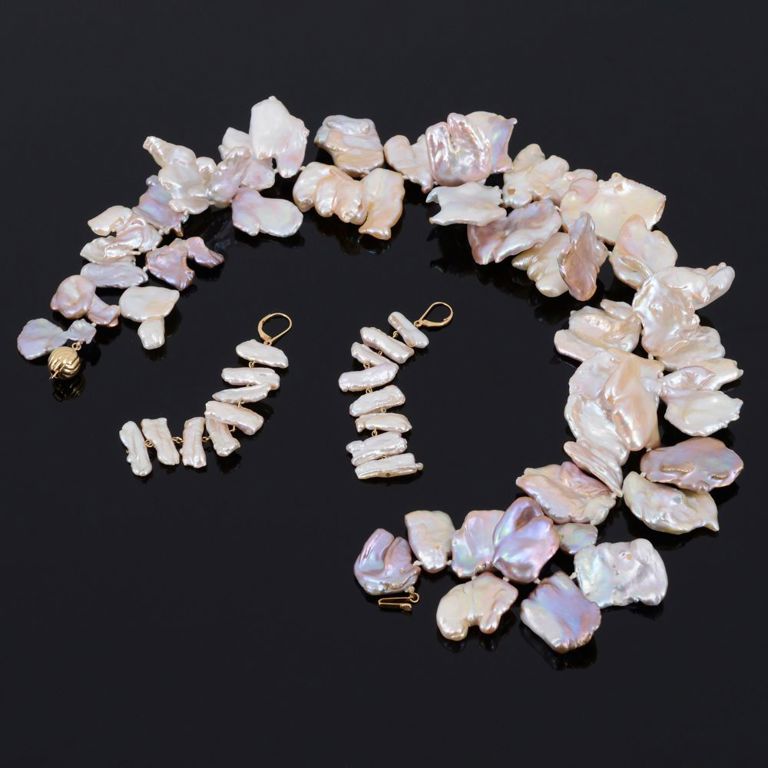 14k Gold Pearl Jewelry Set