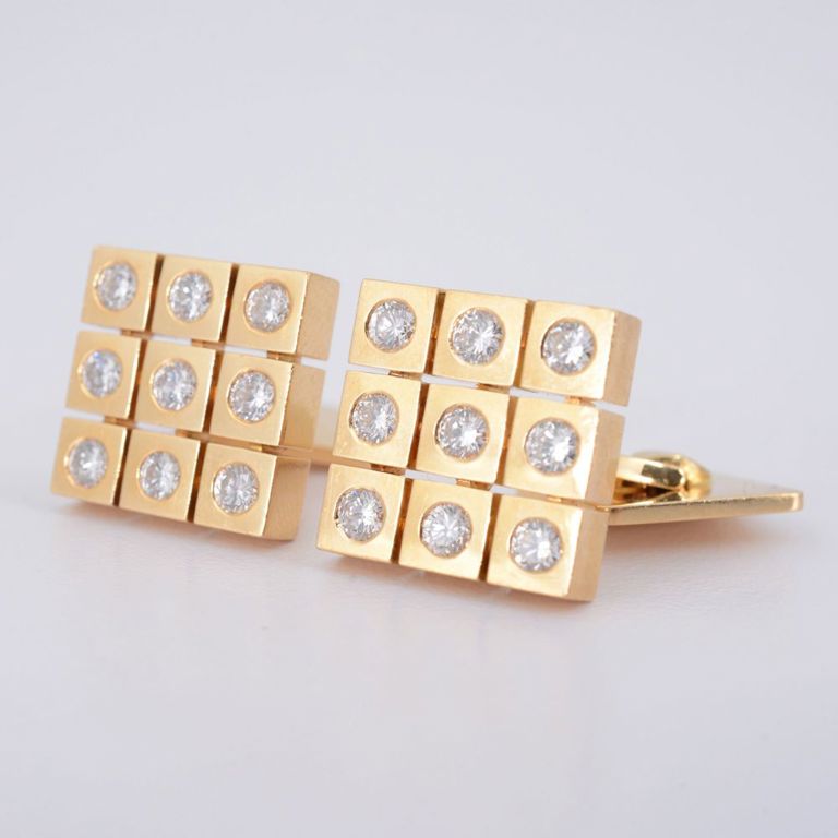 18k Gold Diamond Cufflinks