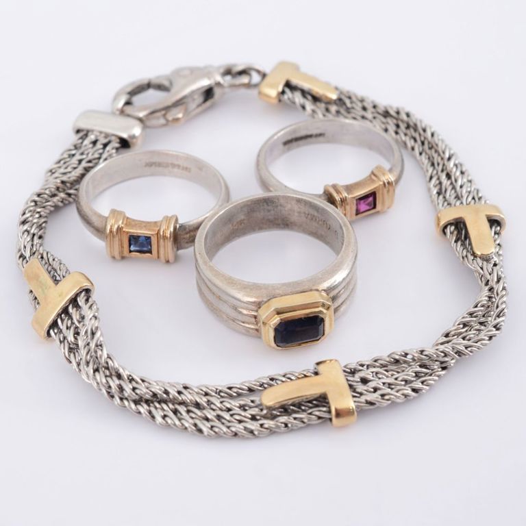 Sterling Silver and Gold Jewelry Set