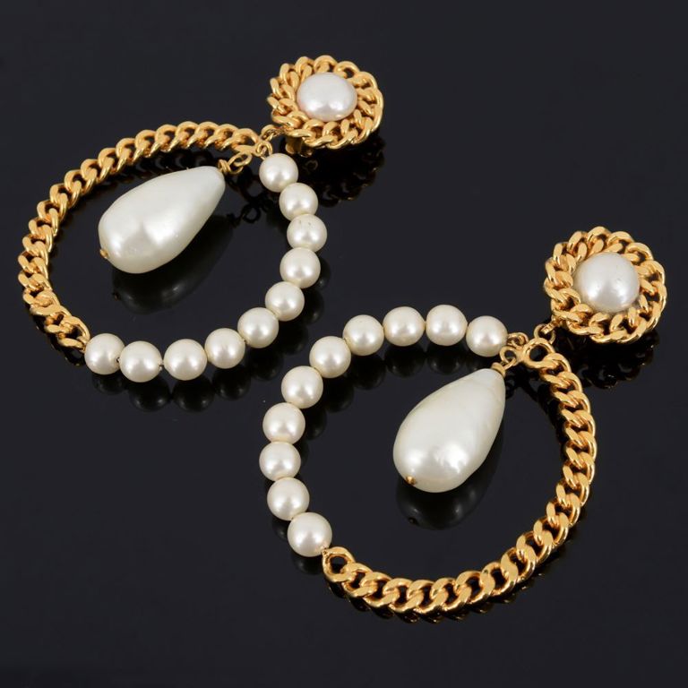 Gold-Tone Metal Simulated Pearl Earrings