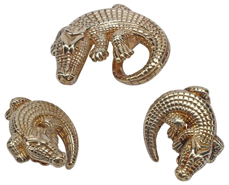 14k Gold Crocodile Jewelry Set