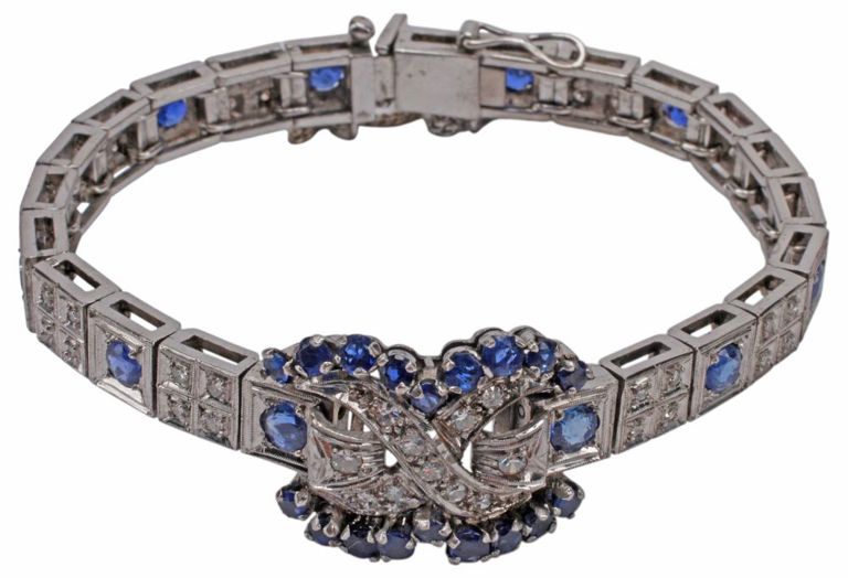 Platinum Sapphire and Diamond Bracelet