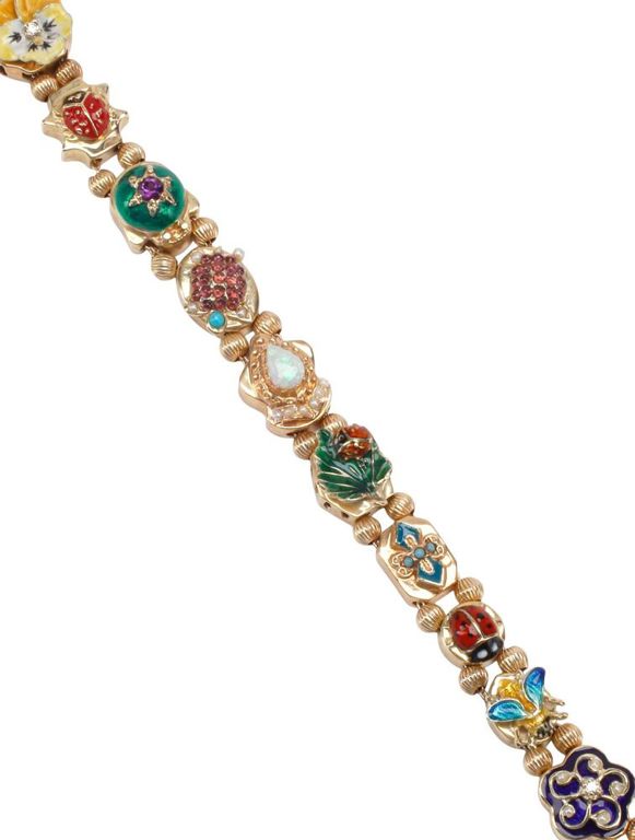 14k Gold Opal and Diamond Bracelet