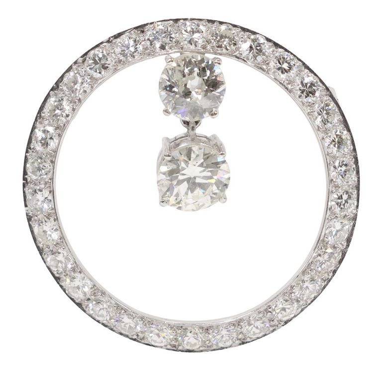 Platinum Diamond Pendant Brooch