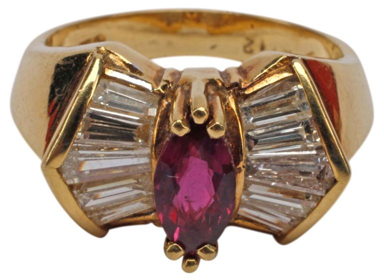 18k Gold Ruby and Diamond Ring