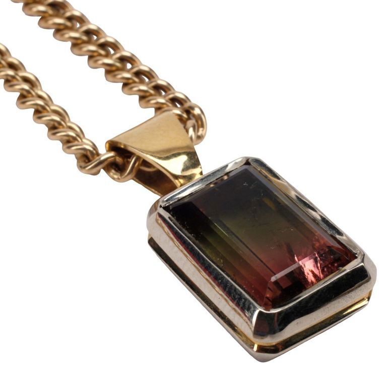 14k Gold Tourmaline Pendant Necklace