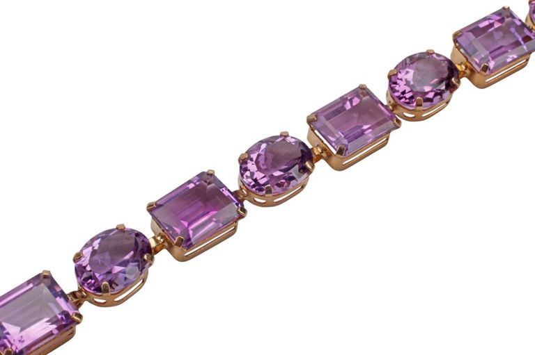 14k Yellow Gold Amethyst Bracelet