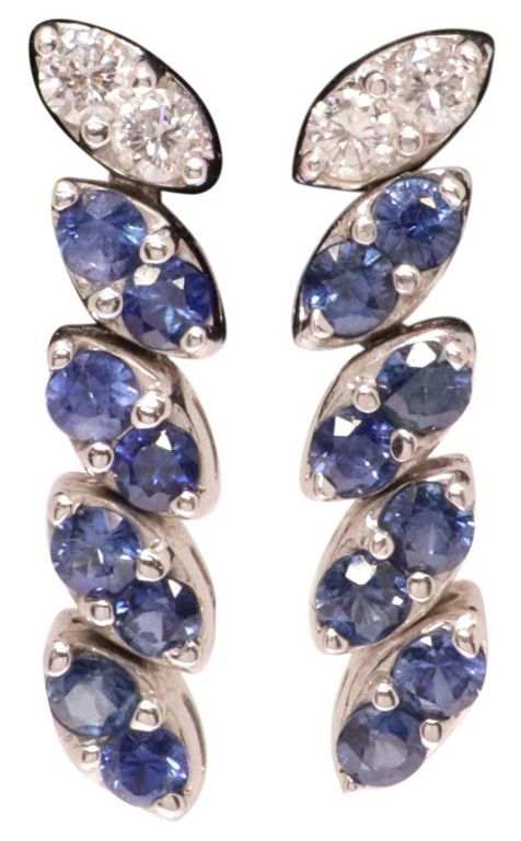 18k Gold Sapphire and Diamond Earrings