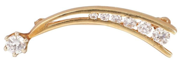 14k Yellow Gold Diamond Brooch