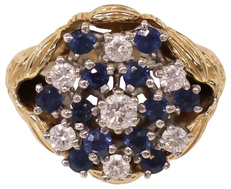 14k Gold Diamond and Sapphire Ring