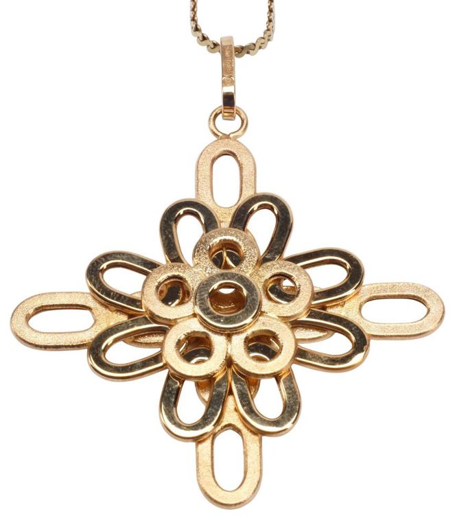 14k Gold Cross Pendant Necklace