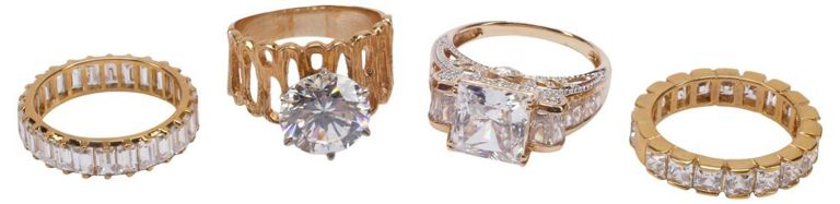 Set of 4 14k Gold CZ Rings