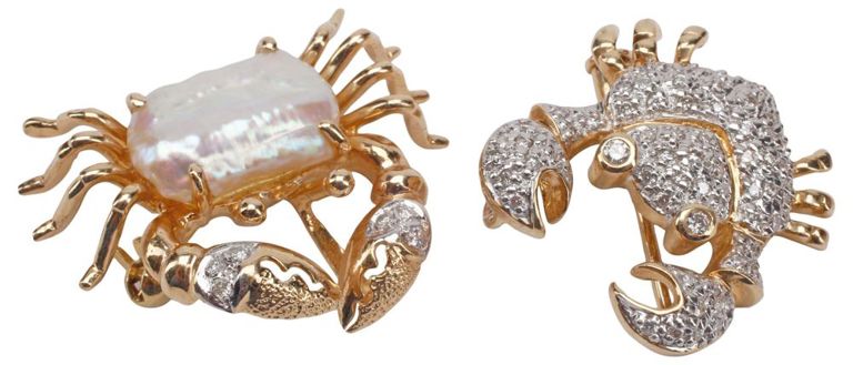 14k Gold Coin Pearl Brooch