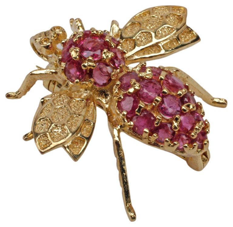 14k Yellow Gold Ruby Brooch