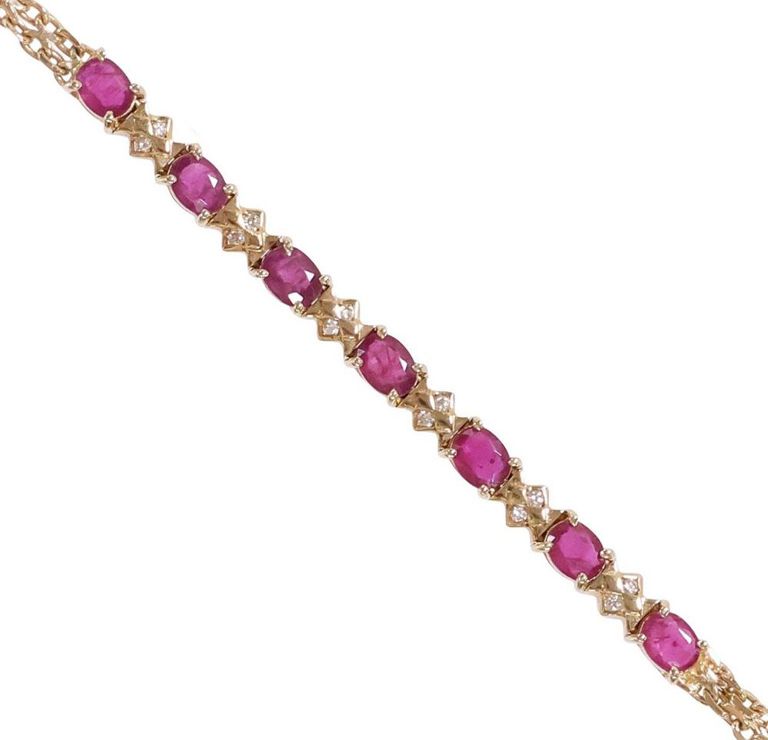 14k Yellow Gold Ruby and Diamond Bracelet