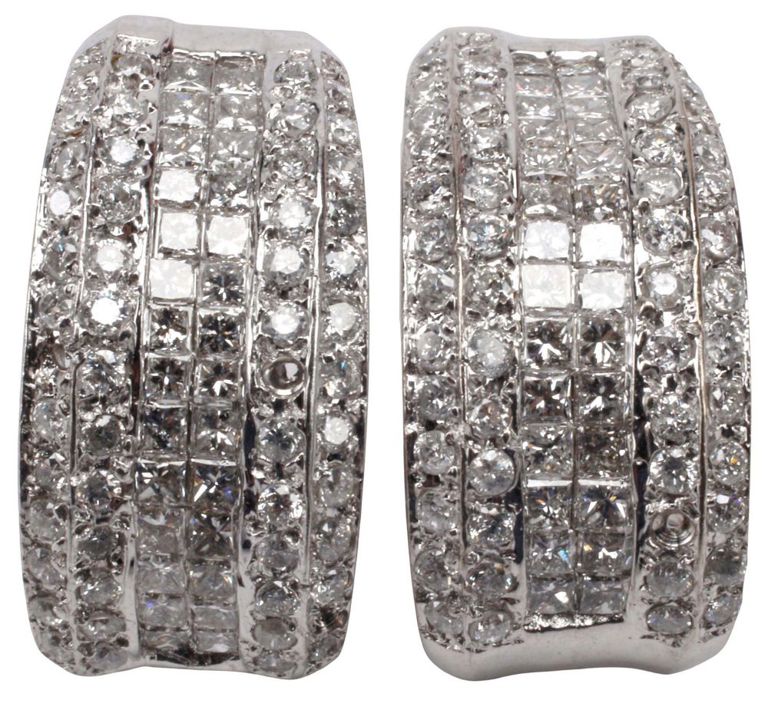 14k White Gold Diamond Earrings