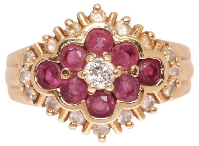 14k Yellow Gold Ruby and Diamond Ring