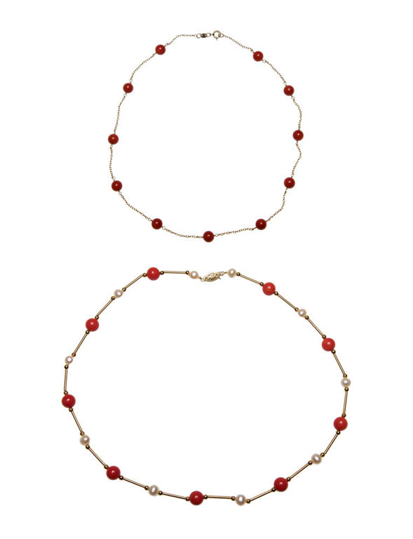 14k Yellow Gold Coral Necklaces