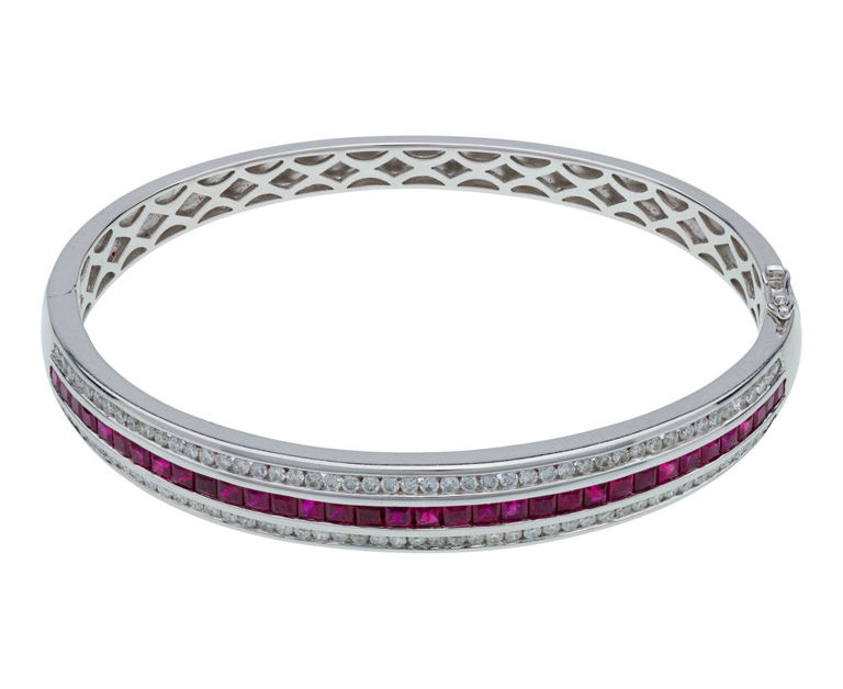 18k White Gold Ruby and Diamond Bracelet