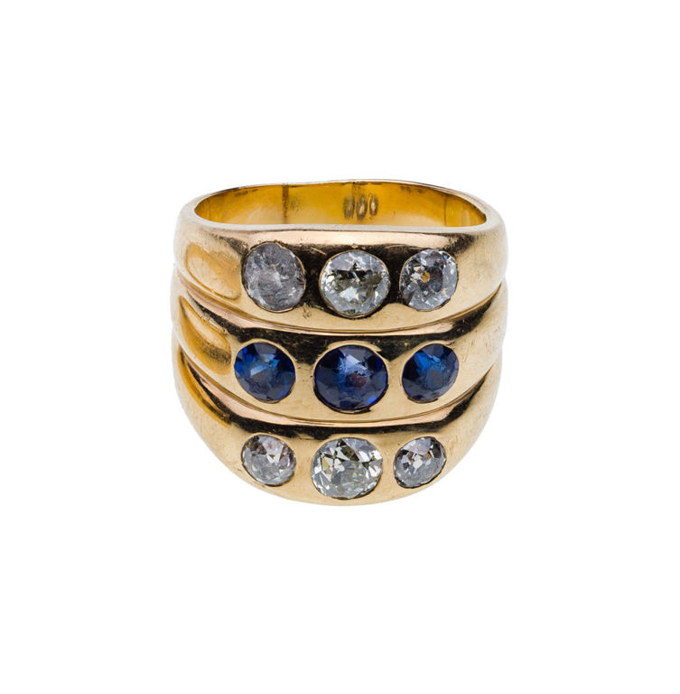 14k Gold Sapphire and Diamond Ring