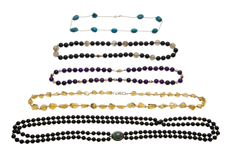 18k and 14k Gold Gemstone Necklaces