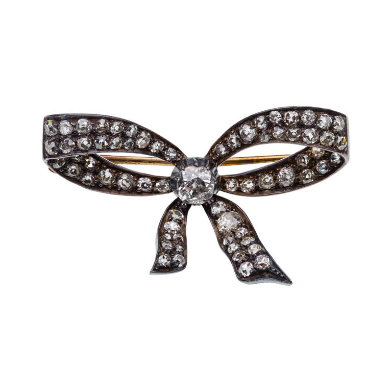 Gold Silver Diamond Brooch