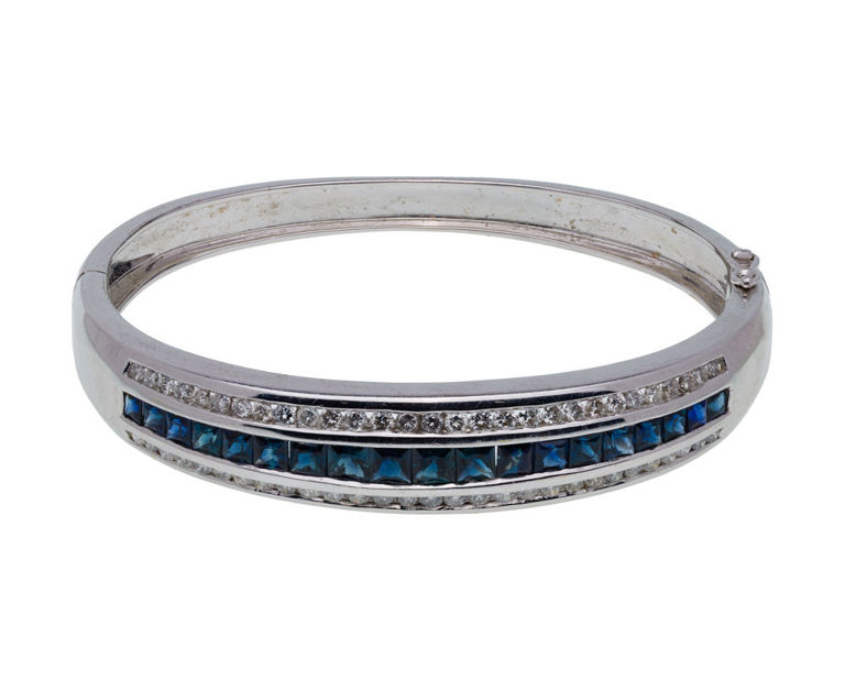 18k White Gold Sapphire and Diamond Bracelet