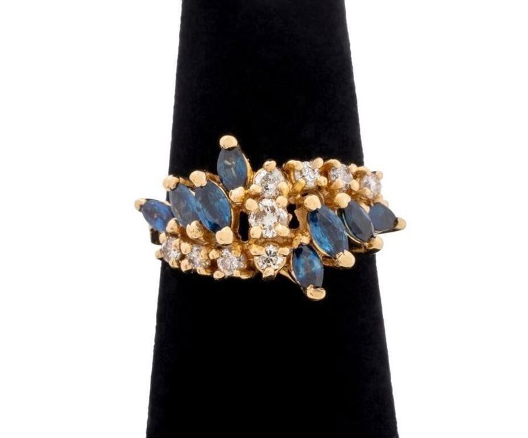 14k Gold Sapphire and Diamond Ring
