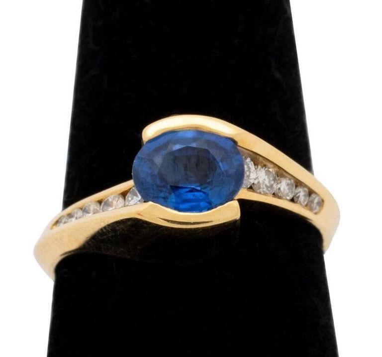 14k Gold Sapphire and Diamond Ring