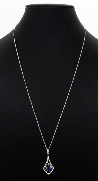 14k White Gold Sapphire Necklace