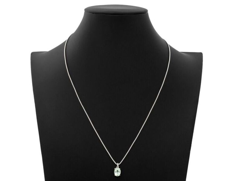 14k Gold Aquamarine and Diamond Pendant Necklace