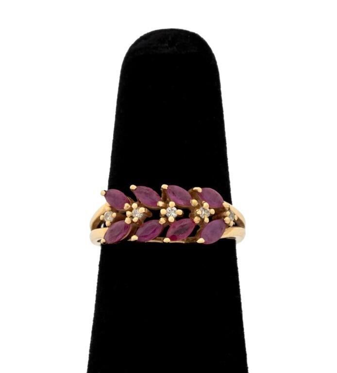 14k Yellow Gold Ruby and Diamond Ring