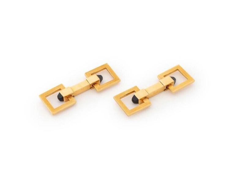 18k Yellow Gold Onyx Cufflinks