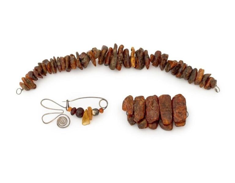 Amber and Silver Jewelry Set