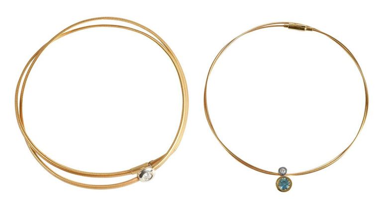 18k Gold Diamond and Topaz Necklaces