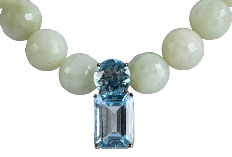 Jade and Topaz Pendant Necklace