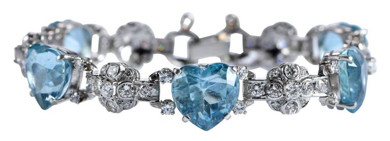 Platinum Aquamarine and Diamond Bracelet