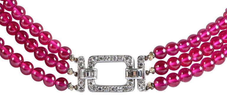 Palladium Diamond and Ruby Necklace