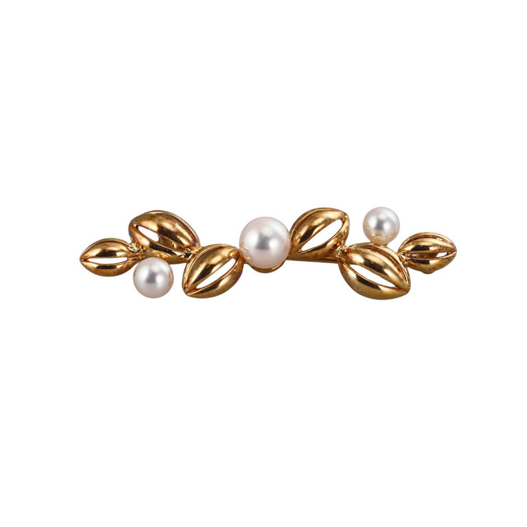 18k Gold Pearl Brooch