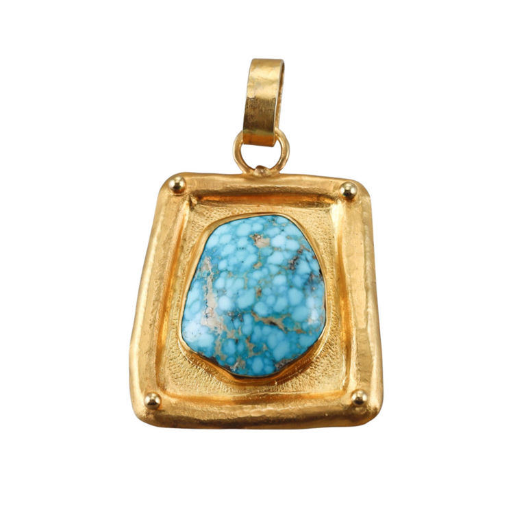 22k Yellow Gold Turquoise Pendant