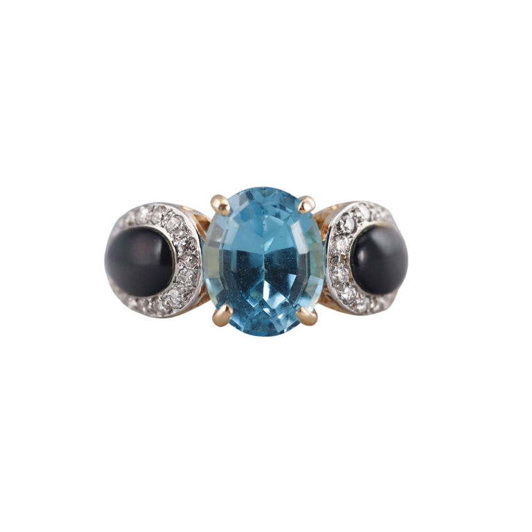 14k Gold Quartz and Diamond Ring