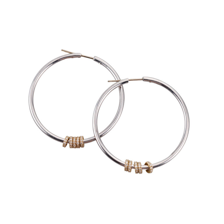 18k Gold Diamond Hoop Earrings