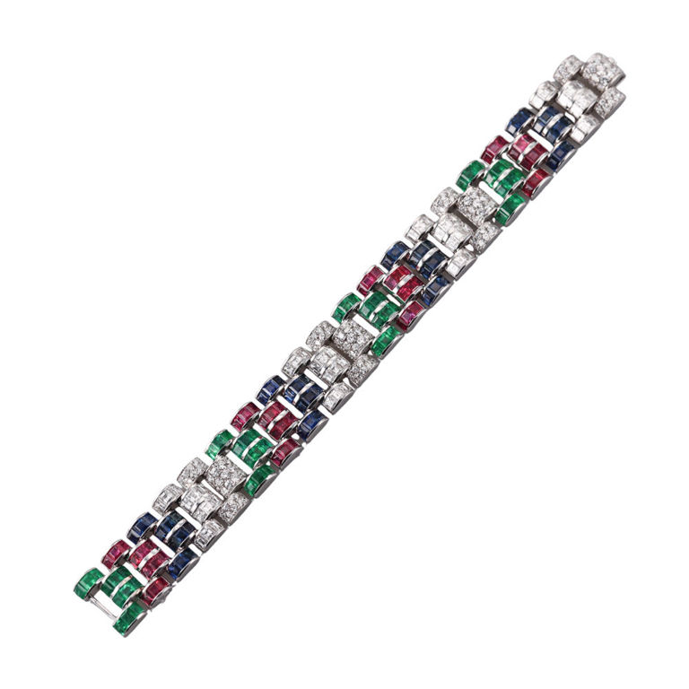 18k Gold Diamond Gemstone Bracelet