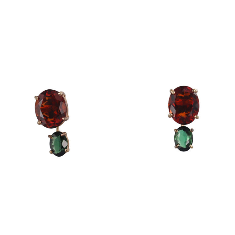 14k Yellow Gold Citrine and Tourmaline Earrings