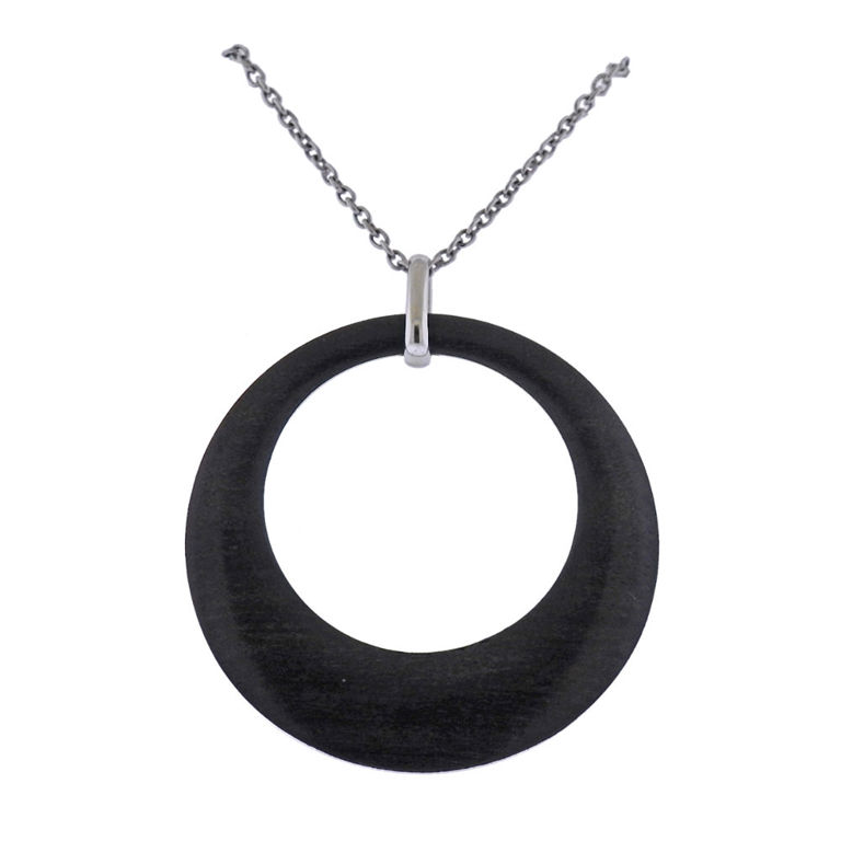 18k Gold Wood Pendant Necklace