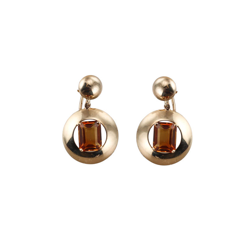 14k Gold Citrine Earrings