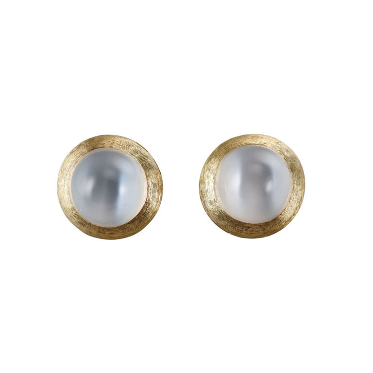 Gold and Platinum Moonstone Earrings